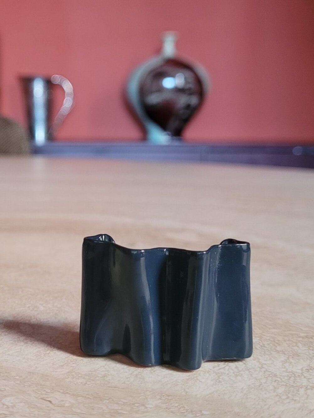 Navy blue enameled hair clip